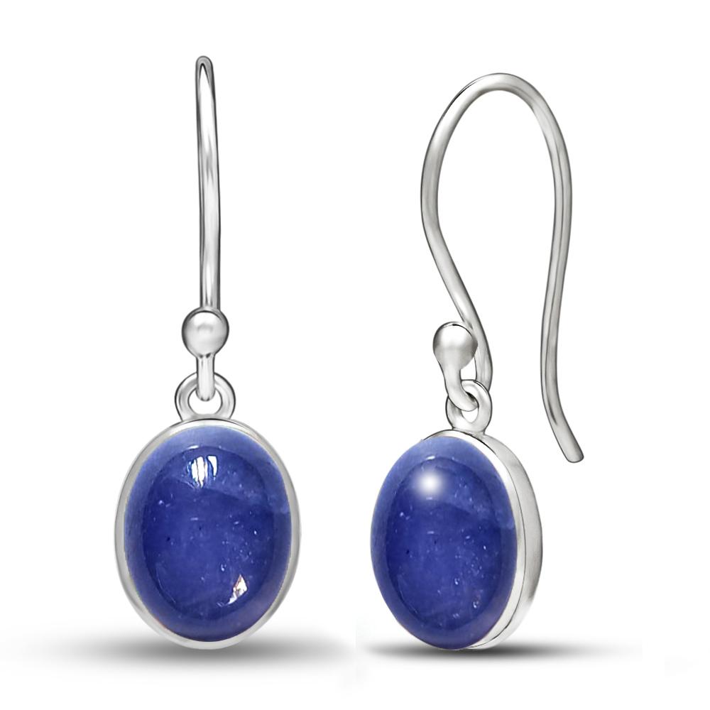 Natural Blue Tanzanite 925 Solid Sterling Silver Earrings 20mm - Natural Rocks by Kala