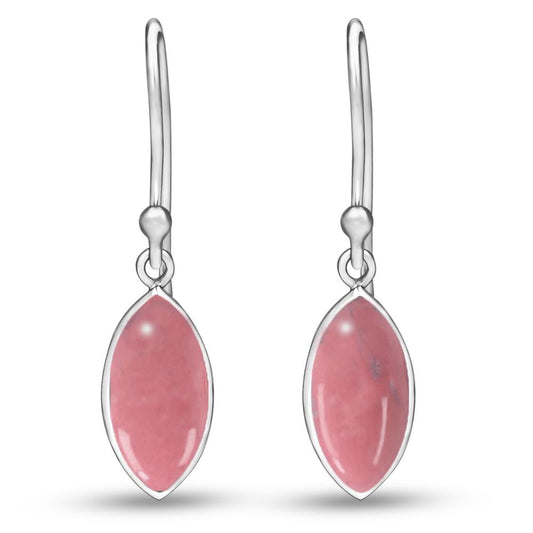 Genuine Australian Pink Opal 925 Solid Sterling Silver Earrings 20mm - Natural Rocks by Kala