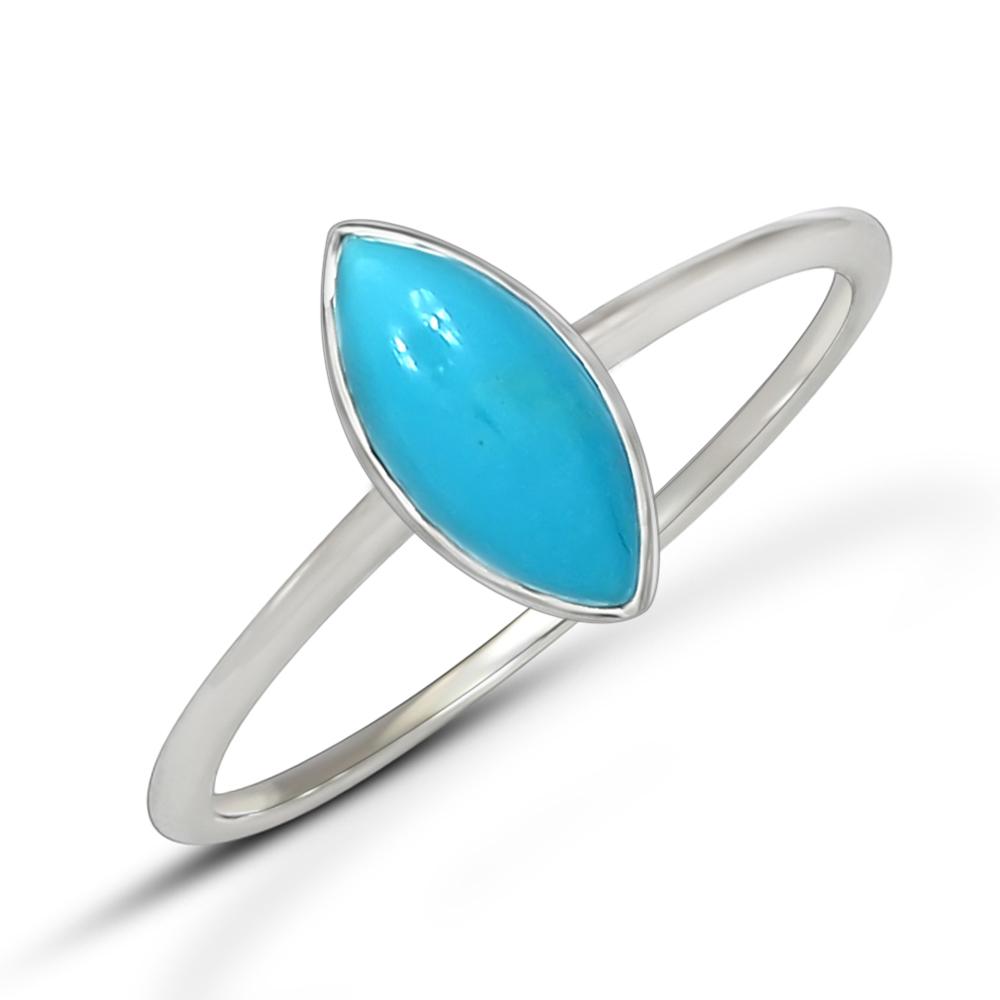 Natural Blue Turquoise 925 Solid Sterling Silver Engagement Ring Size 6, 7, 8, 9 - Natural Rocks by Kala