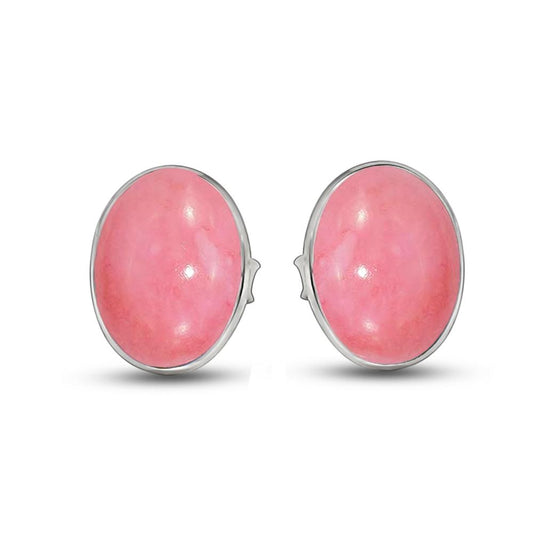 Natural Australian Pink Opal 925 Solid Sterling Silver Earrings 7mm - Natural Rocks by Kala