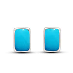 Natural Blue Turquoise 925 Solid Sterling Silver Earrings 7mm - Natural Rocks by Kala