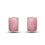 Natural Australian Pink Opal 925 Solid Sterling Silver Earrings 7mm - Natural Rocks by Kala