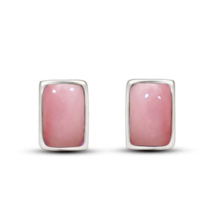 Natural Australian Pink Opal 925 Solid Sterling Silver Earrings 7mm - Natural Rocks by Kala