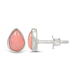 Natural Australian Pink Opal 925 Solid Sterling Silver Earrings 8mm - Natural Rocks by Kala
