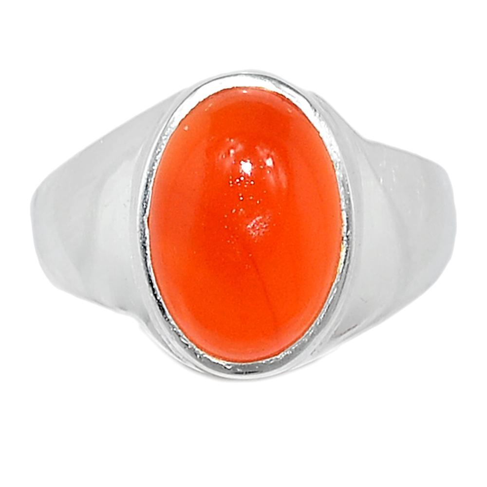 Natural Carnelian 925 Solid Sterling Silver Men's Ring Size 9.75 - Natural Rocks by Kala