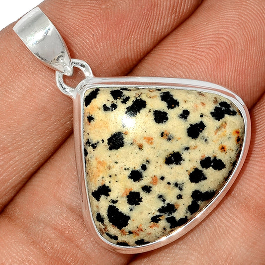 Natural Dalmatian Jasper 925 Solid Sterling Silver Pendant 30mm - Natural Rocks by Kala