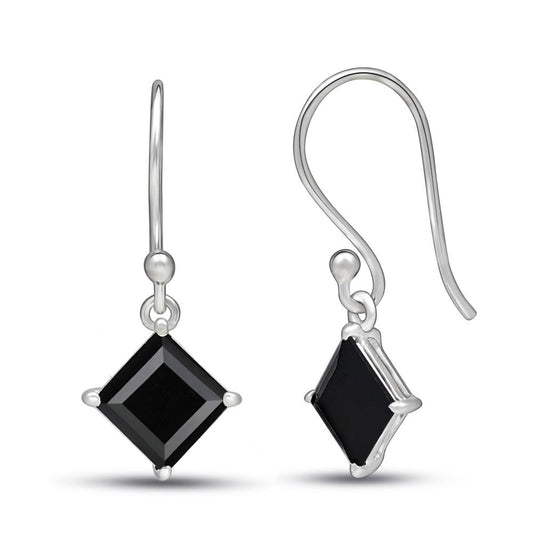 Natural Black Spinel 925 Solid Sterling Silver Earrings 20mm - Natural Rocks by Kala