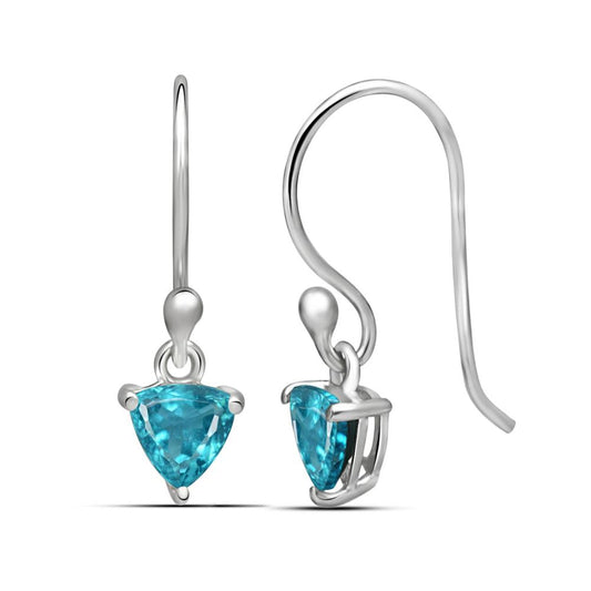Genuine Neon Blue Apatite 925 Solid Sterling Silver Earrings 20mm - Natural Rocks by Kala