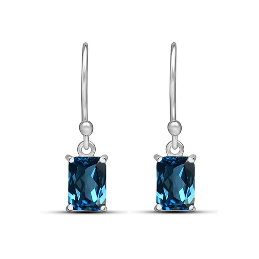 Genuine London Blue Topaz 925 Solid Sterling Silver Earrings 20mm - Natural Rocks by Kala