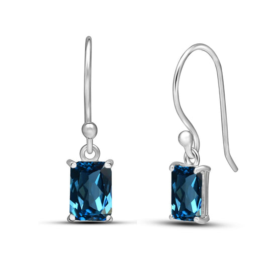 Genuine London Blue Topaz 925 Solid Sterling Silver Earrings 20mm - Natural Rocks by Kala