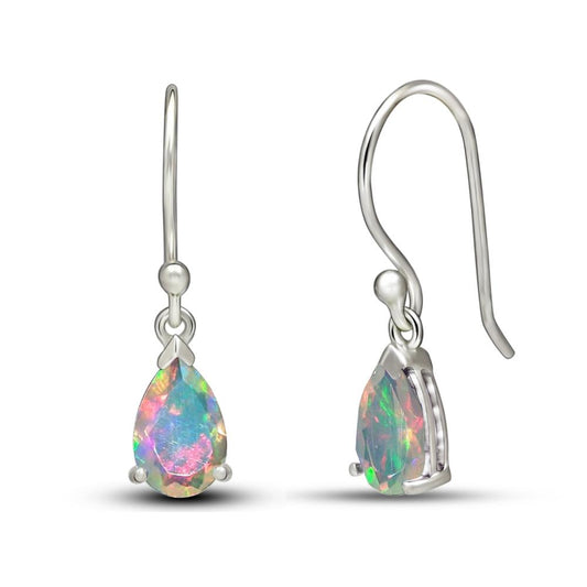 Natural Ethiopian Opal 925 Solid Sterling Silver Earrings 20mm - Natural Rocks by Kala