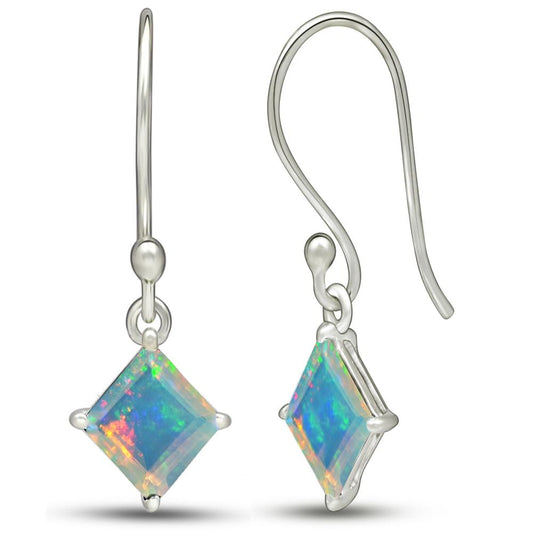 Natural Ethiopian Opal 925 Solid Sterling Silver Earrings 20mm - Natural Rocks by Kala