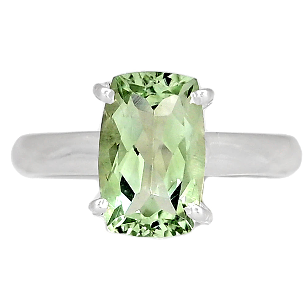 Natural 2.5ct Green Amethyst 925 Solid Sterling Silver Engagement Ring Size 9, 9.25 - Natural Rocks by Kala