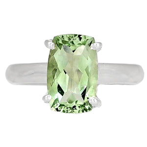 Natural 2.5ct Green Amethyst 925 Solid Sterling Silver Engagement Ring Size 9, 9.25 - Natural Rocks by Kala