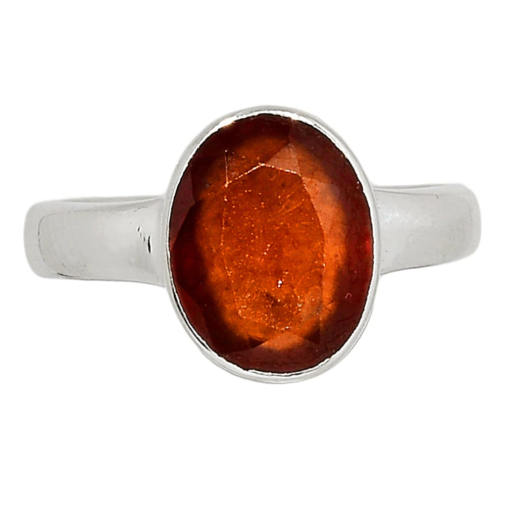 Natural Hessonite Garnet 925 Solid Sterling Silver Engagement Ring Size 6, 8 - Natural Rocks by Kala