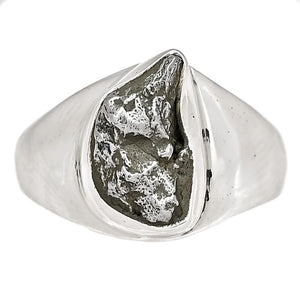 Natural Meteorite Campo Del Cielo 925 Solid Sterling Silver Unisex Ring Size 10.25 - Natural Rocks by Kala