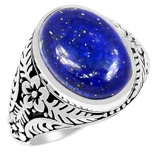Natural Blue Lapis Lazuli 925 Solid Sterling Silver Men's Ring Size 8, 9, 10, 11, 12 - Natural Rocks by Kala