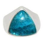 Genuine Neon Blue Apatite 925 Solid Sterling Silver Men's Ring Size 7.5 - Natural Rocks by Kala