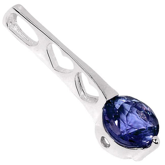 Natural 1ct Iolite 925 Solid Sterling Silver Pendant 27mm - Natural Rocks by Kala