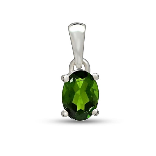 Natural Chrome Diopside 925 Sterling Silver Pendant 15mm - Natural Rocks by Kala