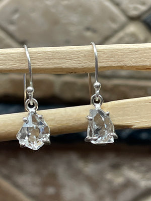 Natural Herkimer Diamond 925 Solid Sterling Silver Earrings 25mm - Natural Rocks by Kala