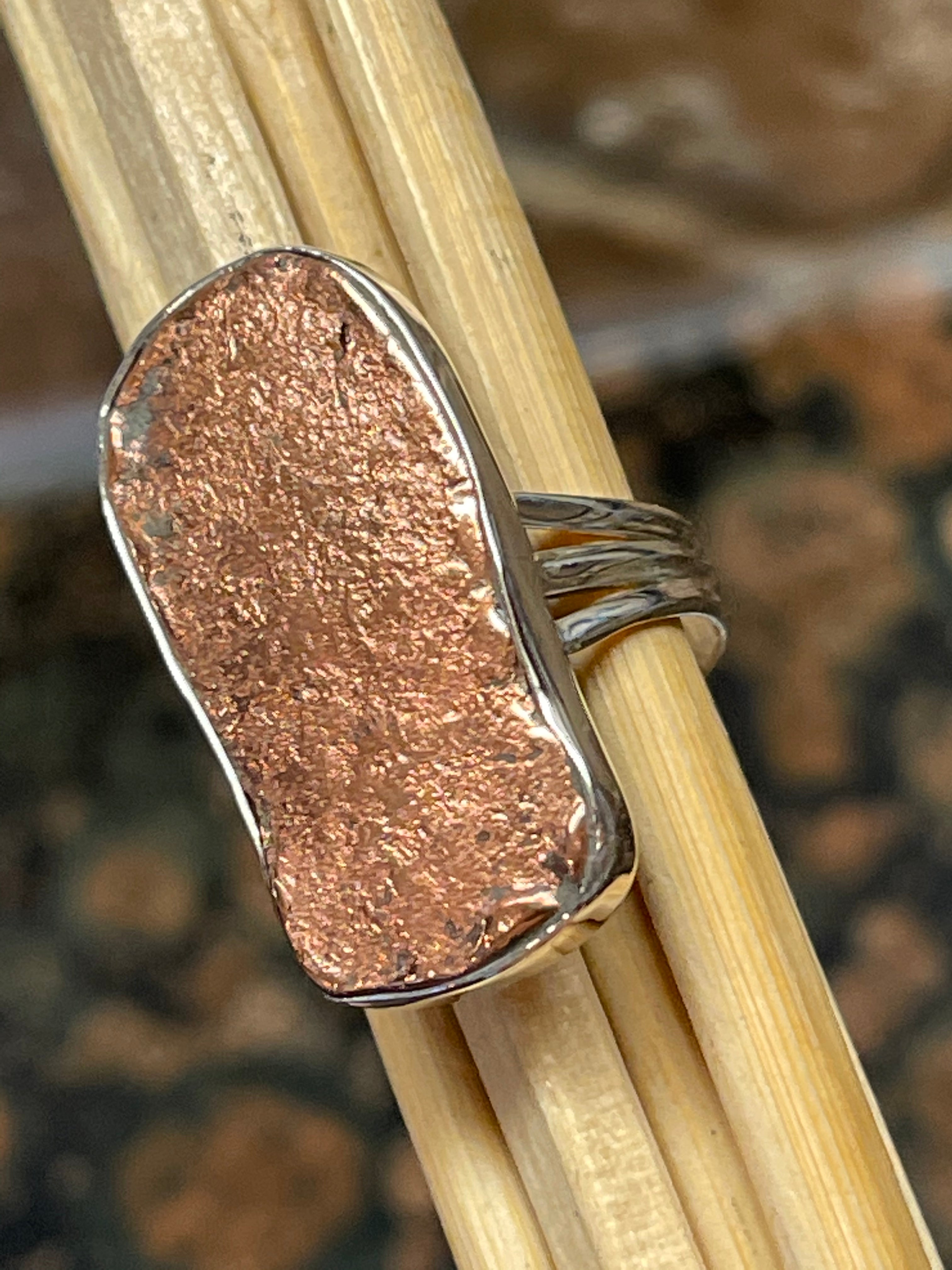 Natural Copper Nugget 925 Solid Sterling Silver Unisex Ring Size 8.75 - Natural Rocks by Kala