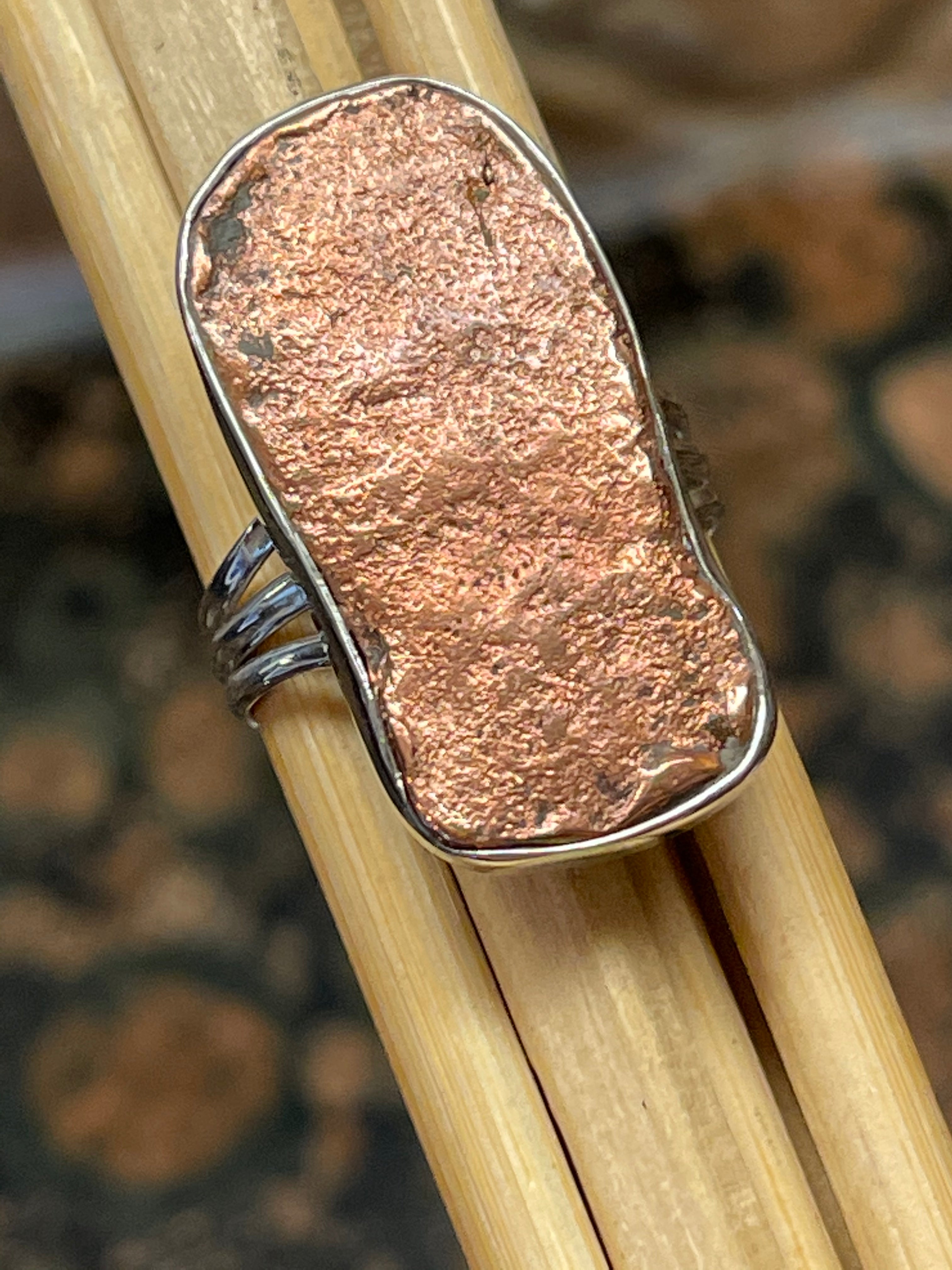 Natural Copper Nugget 925 Solid Sterling Silver Unisex Ring Size 8.75 - Natural Rocks by Kala