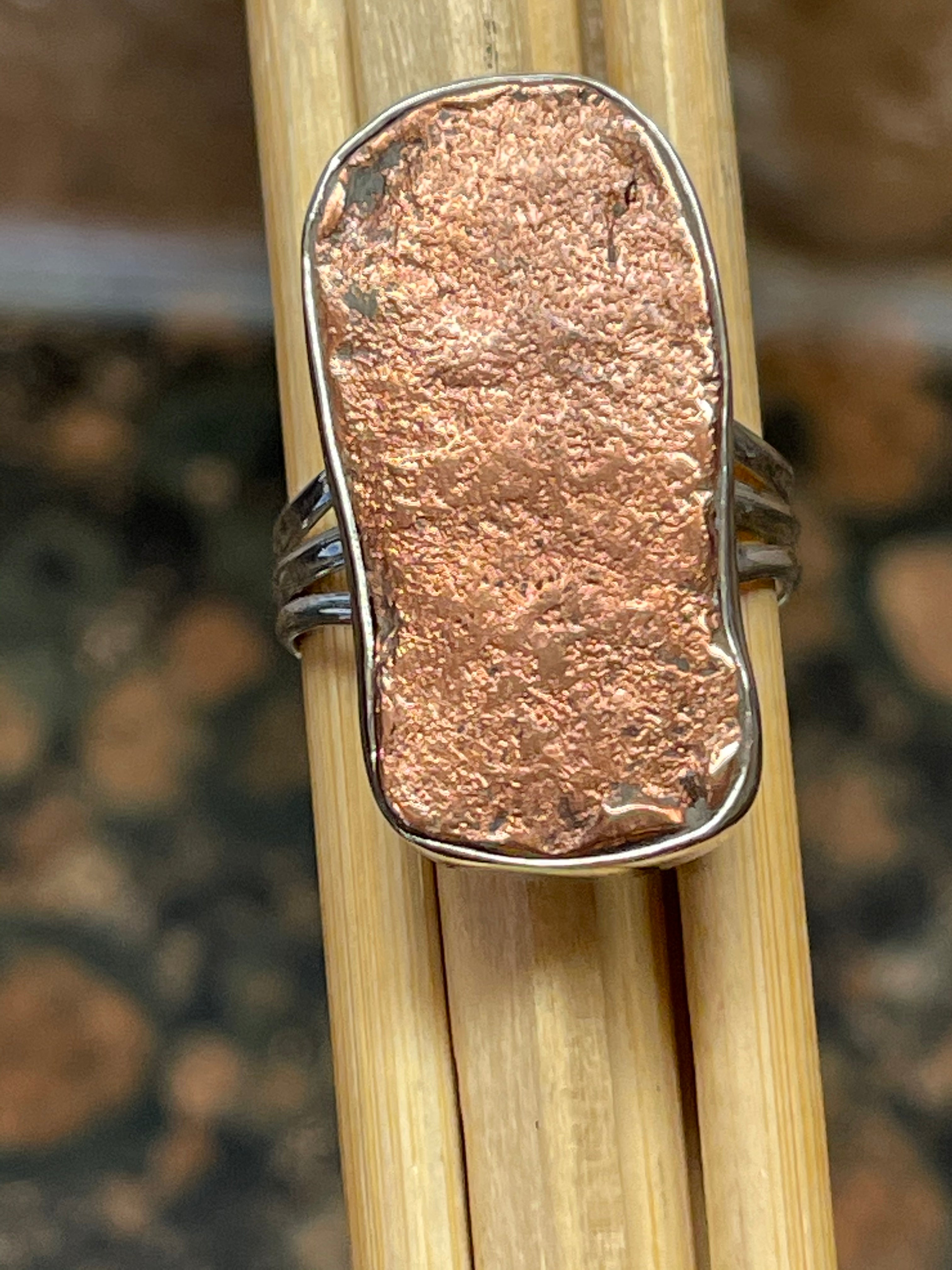 Natural Copper Nugget 925 Solid Sterling Silver Unisex Ring Size 8.75 - Natural Rocks by Kala