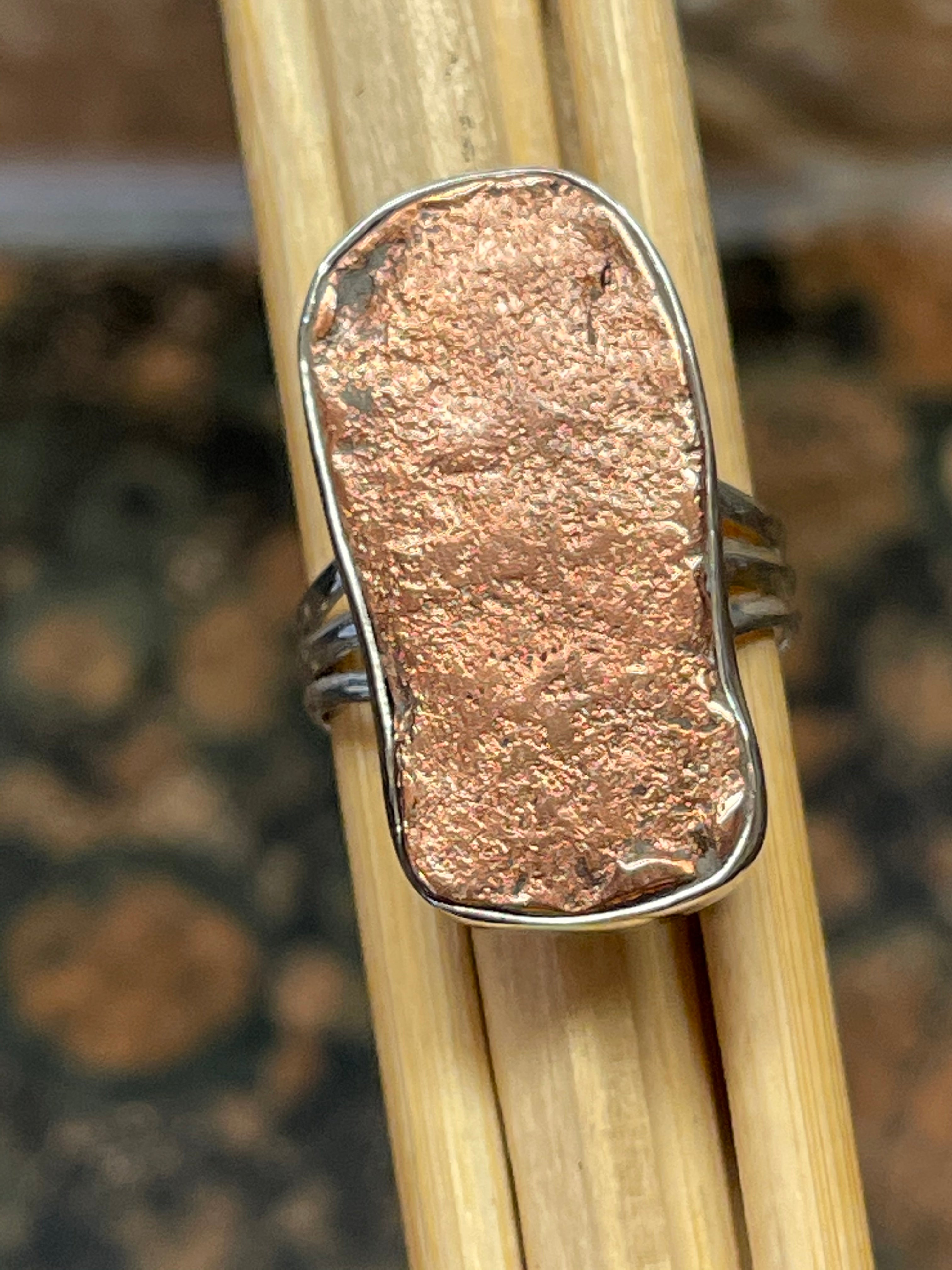 Natural Copper Nugget 925 Solid Sterling Silver Unisex Ring Size 8.75 - Natural Rocks by Kala