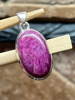 Natural African Ruby 925 Solid Sterling Silver Pendant 30mm - Natural Rocks by Kala