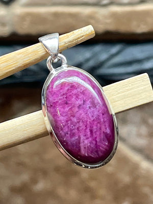 Natural African Ruby 925 Solid Sterling Silver Pendant 30mm - Natural Rocks by Kala