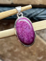 Natural African Ruby 925 Solid Sterling Silver Pendant 30mm - Natural Rocks by Kala