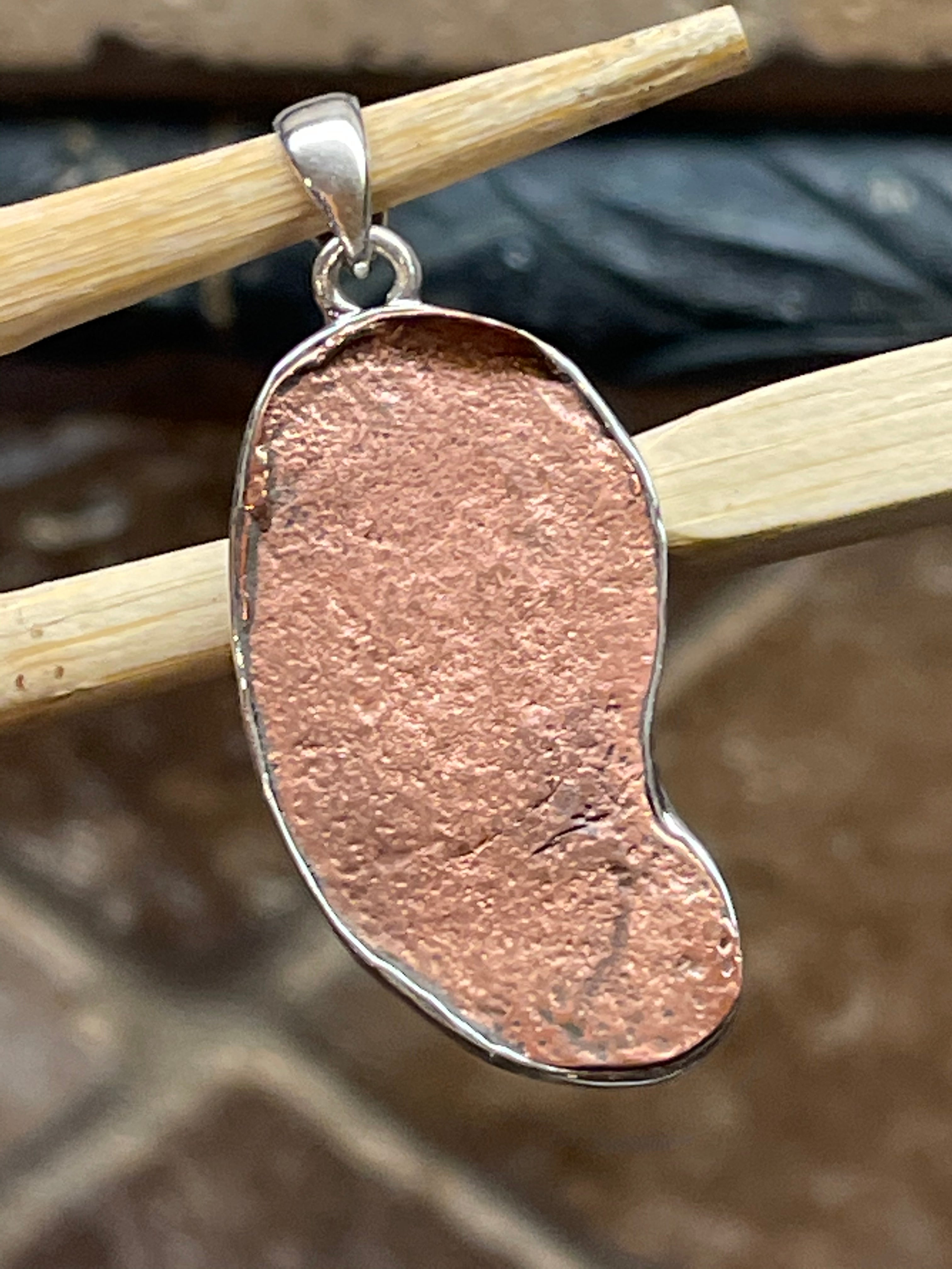 Natural Copper Nugget 925 Solid Sterling Silver Unisex Pendant 45mm - Natural Rocks by Kala