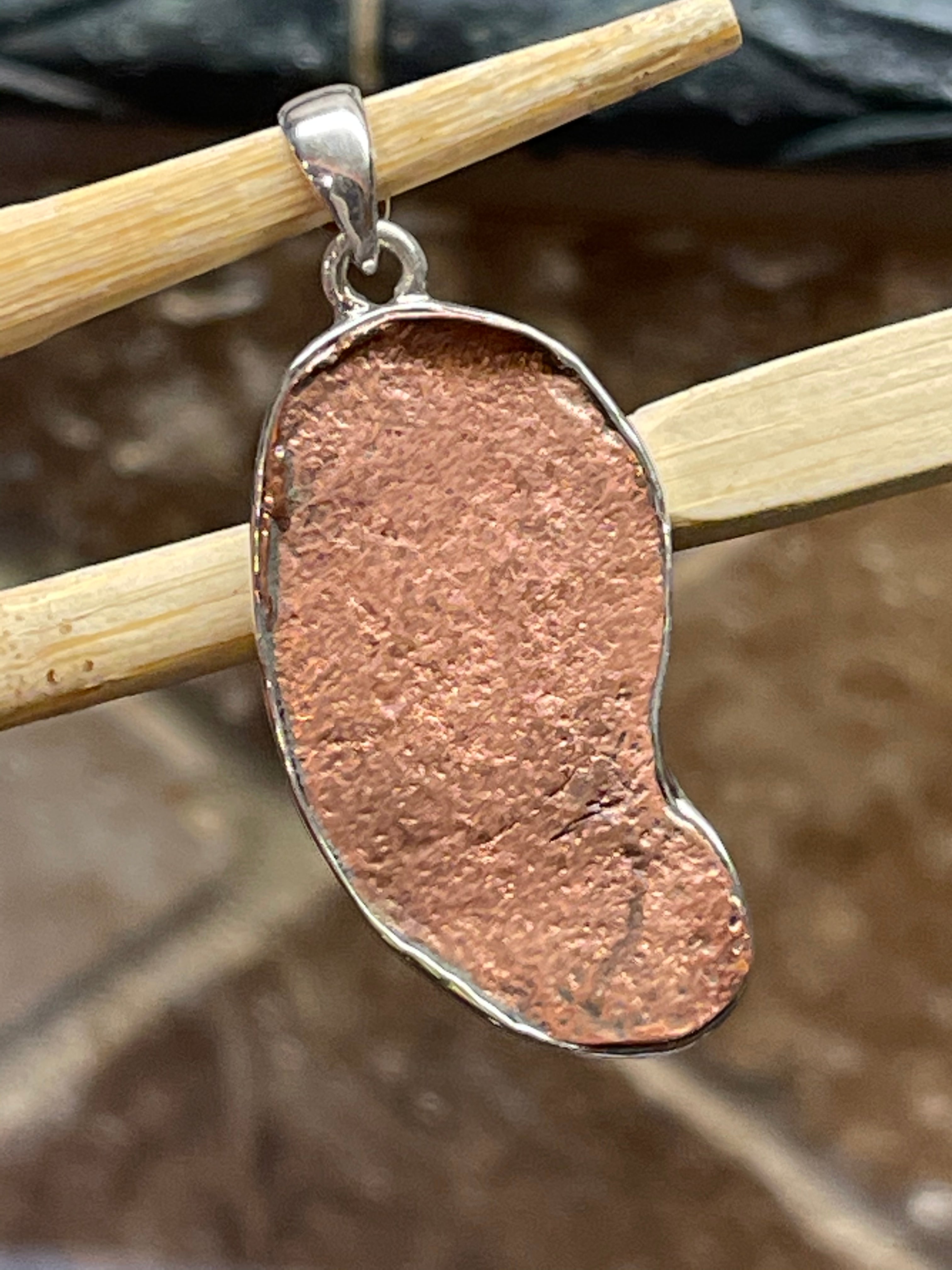 Natural Copper Nugget 925 Solid Sterling Silver Unisex Pendant 45mm - Natural Rocks by Kala
