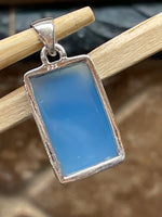 Natural Aqua Blue Chalcedony 925 Solid Sterling Silver Pendant 30mm - Natural Rocks by Kala