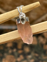 Natural Pink Rose Quartz, Herkimer Diamond 925 Solid Sterling Silver Pendant 27mm - Natural Rocks by Kala