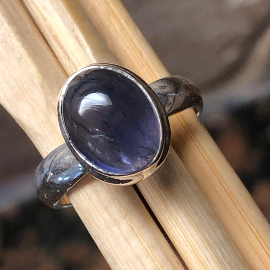 Natural Iolite 925 Solid Sterling Silver Cabochan Ring Size 6.5 - Natural Rocks by Kala