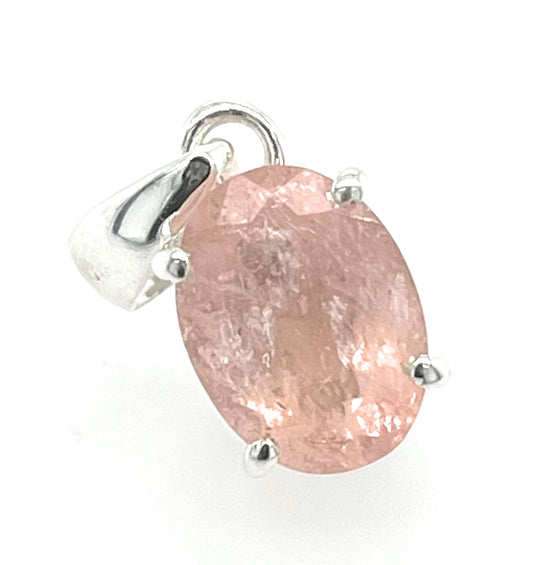 Natural 6ct Pink Morganite 925 Sterling Silver Pendant 20mm - Natural Rocks by Kala