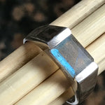 Natural Blue Iridescence Labradorite 925 Sterling Silver Men's Ring Size 9, 10, 11, 12, 13 - Natural Rocks by Kala