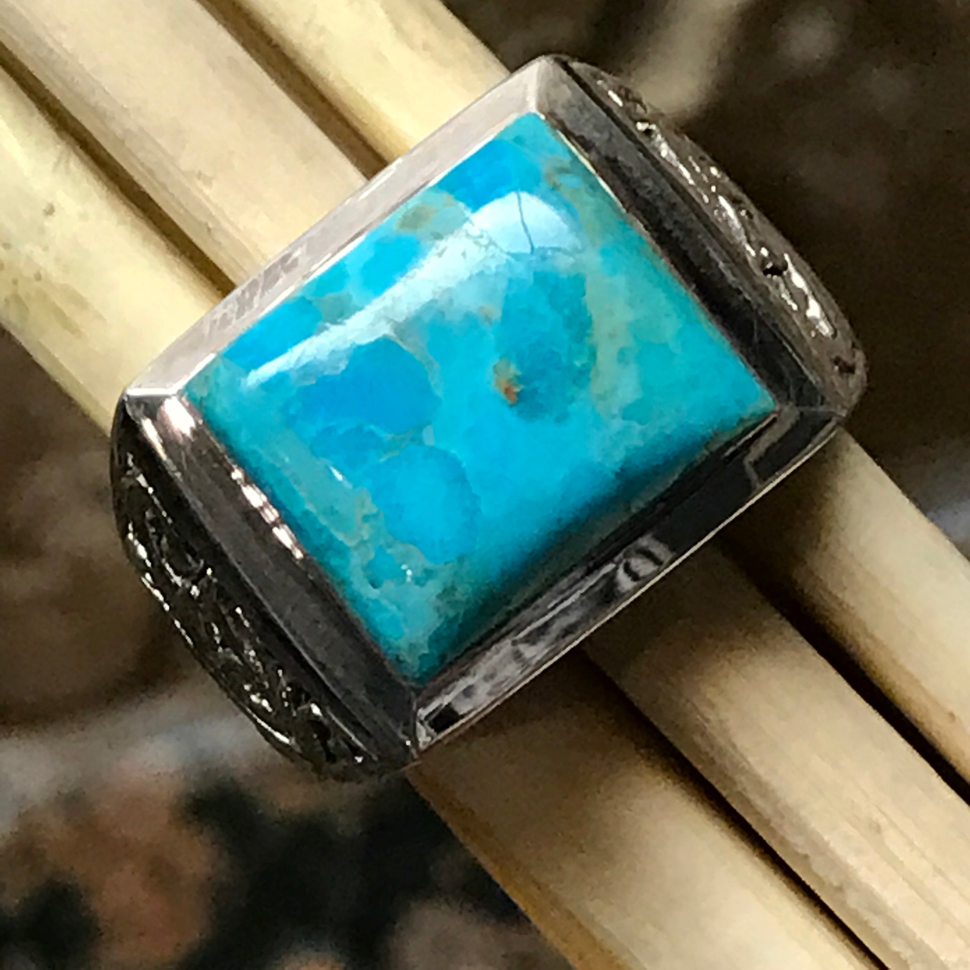 Blue Mohave Turquoise 925 Sterling Silver Men's Ring Size 8, 9, 10, 11, 12, 13 - Natural Rocks by Kala