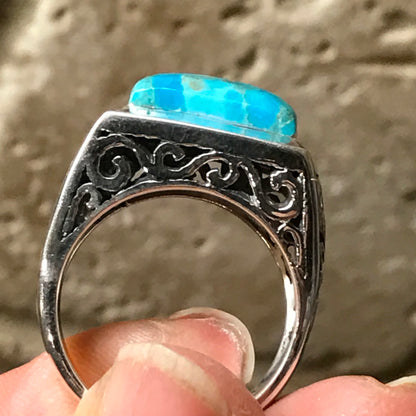 Blue Mohave Turquoise 925 Sterling Silver Men's Ring Size 8, 9, 10, 11, 12, 13 - Natural Rocks by Kala