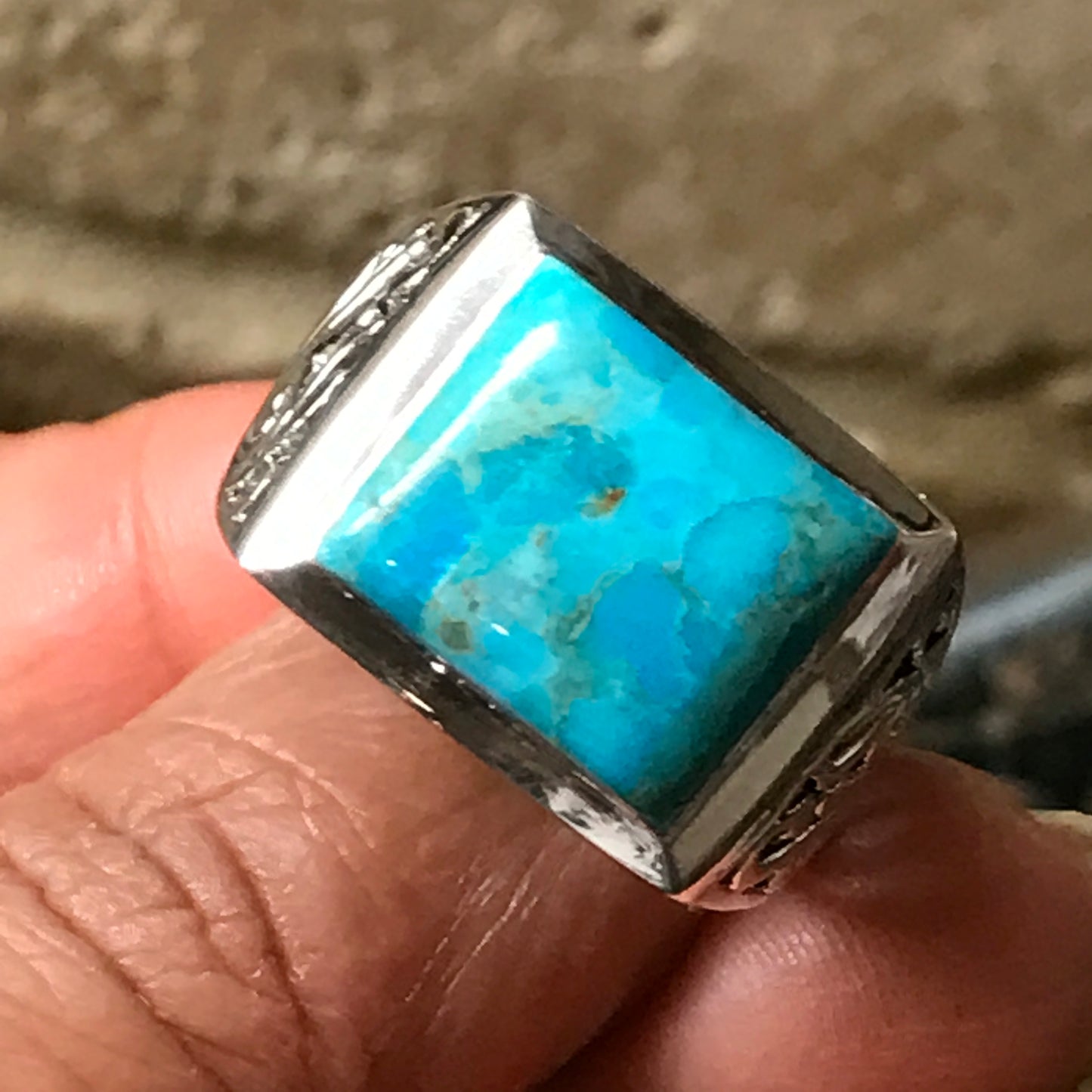 Blue Mohave Turquoise 925 Sterling Silver Men's Ring Size 8, 9, 10, 11, 12, 13 - Natural Rocks by Kala