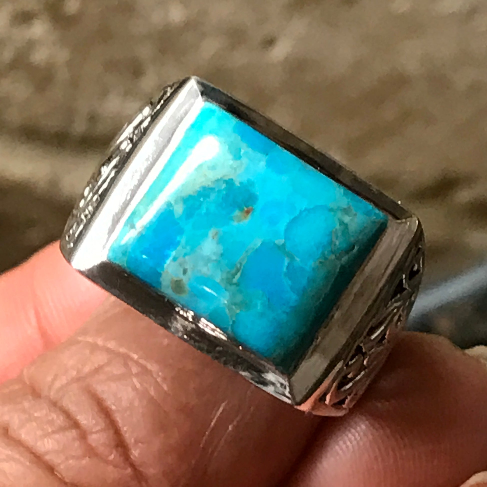 Blue Mohave Turquoise 925 Sterling Silver Men's Ring Size 8, 9, 10, 11, 12, 13 - Natural Rocks by Kala