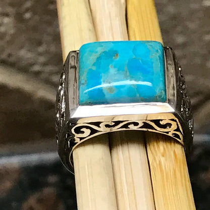 Blue Mohave Turquoise 925 Sterling Silver Men's Ring Size 8, 9, 10, 11, 12, 13 - Natural Rocks by Kala