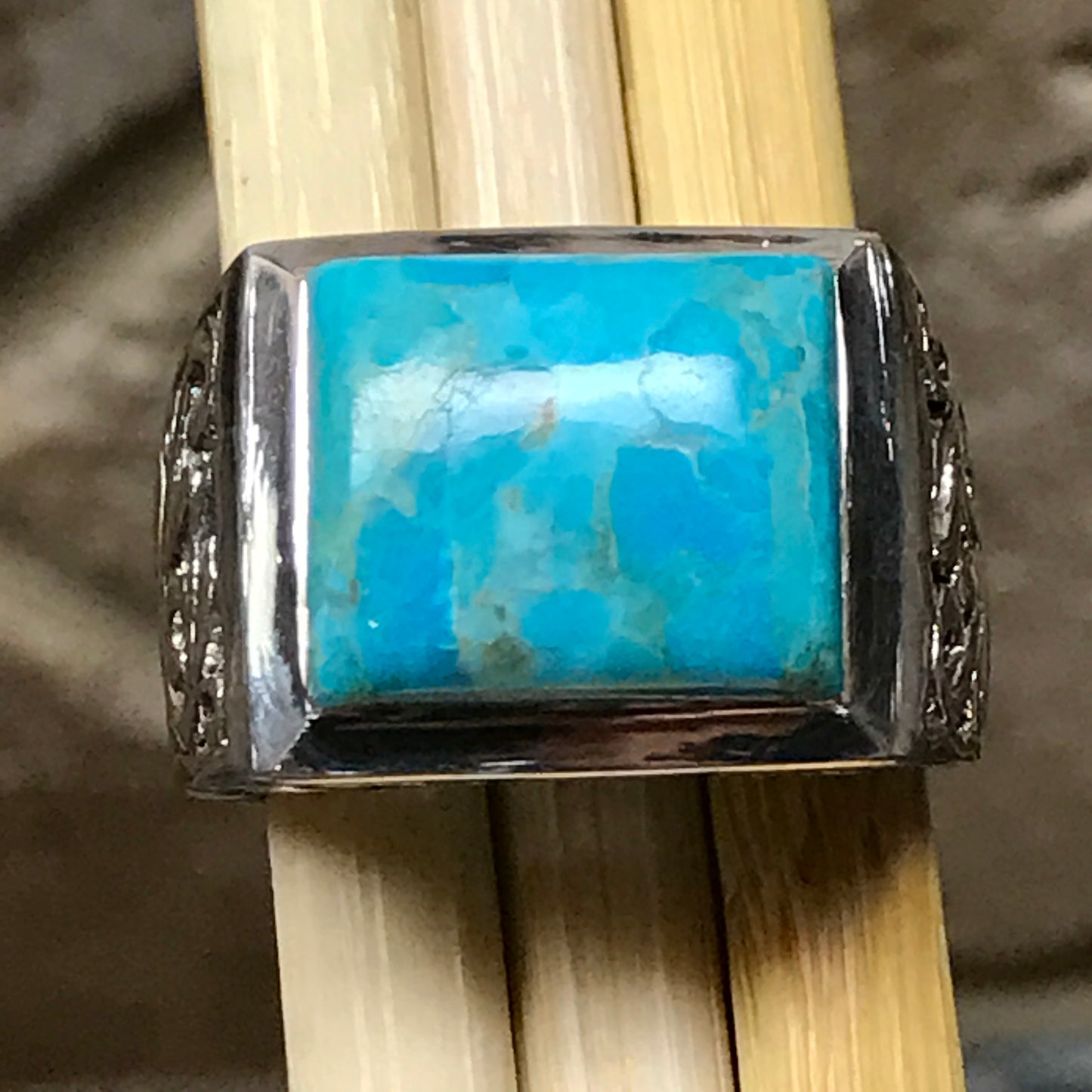 Blue Mohave Turquoise 925 Sterling Silver Men's Ring Size 8, 9, 10, 11, 12, 13 - Natural Rocks by Kala