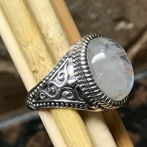 Natural Rainbow Moonstone 925 Sterling Silver Men's Ring Size 7, 8, 9, 10, 11, 12, 13 - Natural Rocks by Kala