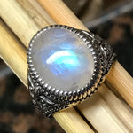 Natural Rainbow Moonstone 925 Sterling Silver Men's Ring Size 7, 8, 9, 10, 11, 12, 13 - Natural Rocks by Kala