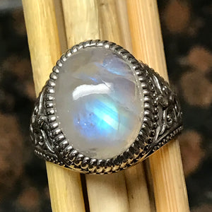 Natural Rainbow Moonstone 925 Sterling Silver Men's Ring Size 7, 8, 9, 10, 11, 12, 13 - Natural Rocks by Kala