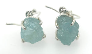 Natural 4ct Milky Aquamarine 925 Solid Sterling Silver Dangle Earrings 25mm - Natural Rocks by Kala