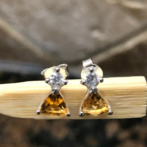 Genuine 1.25ct Golden Citrine 925 Solid Sterling Silver Earrings 7mm - Natural Rocks by Kala
